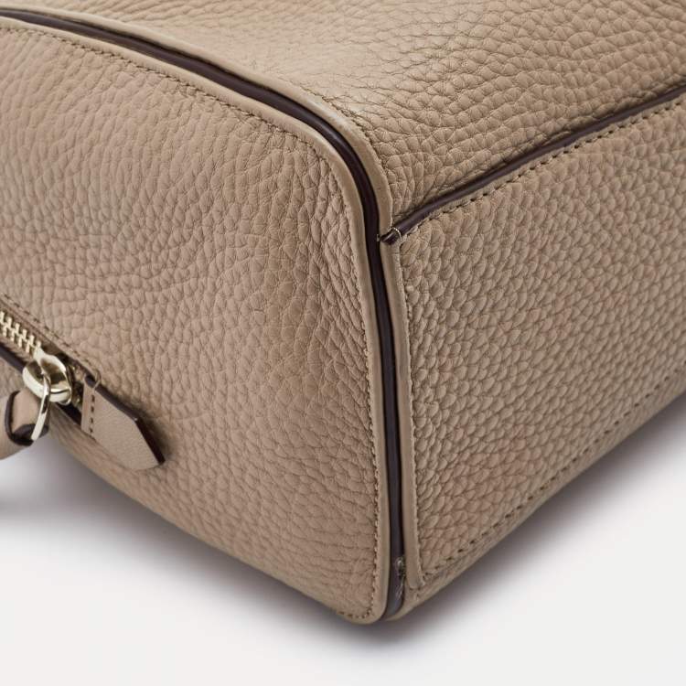 Pre Owned DKNY Beige Leather Zip Boston Bag
