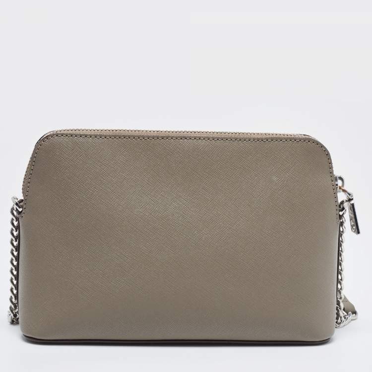Pre Owned DKNY Grey Leather Bryant Dome Crossbody Bag