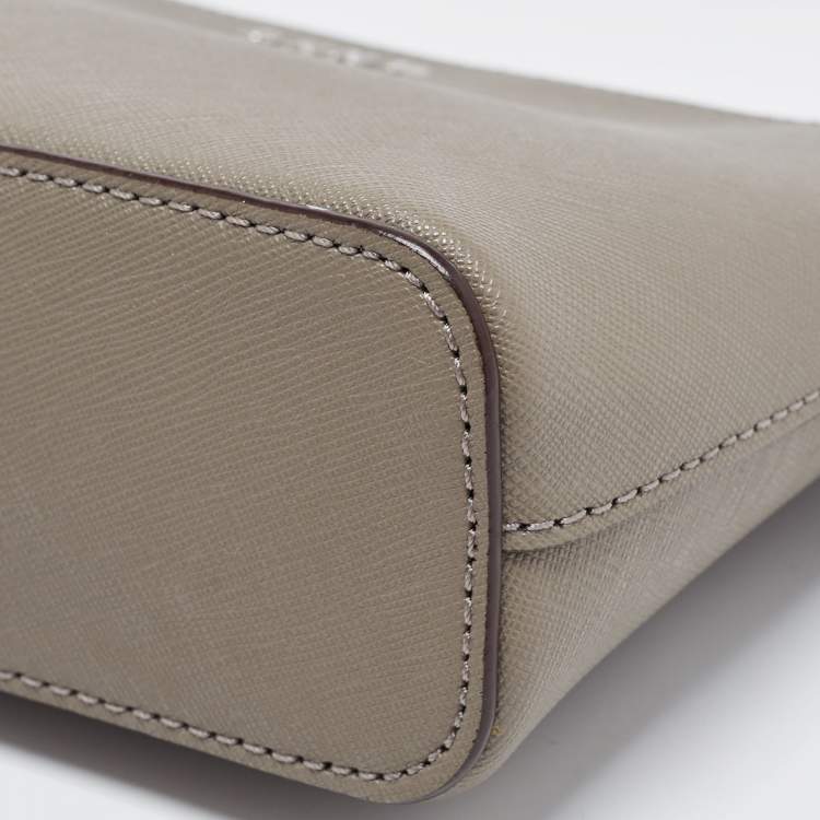 Pre Owned DKNY Grey Leather Bryant Dome Crossbody Bag