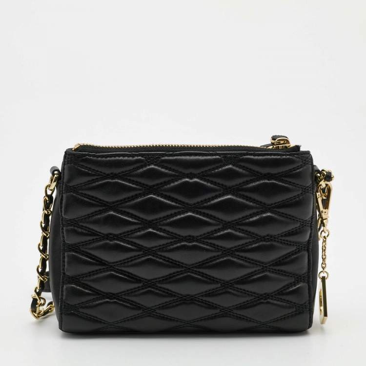 Pre Owned DKNY Black Quilted Leather Crossbody Bag
