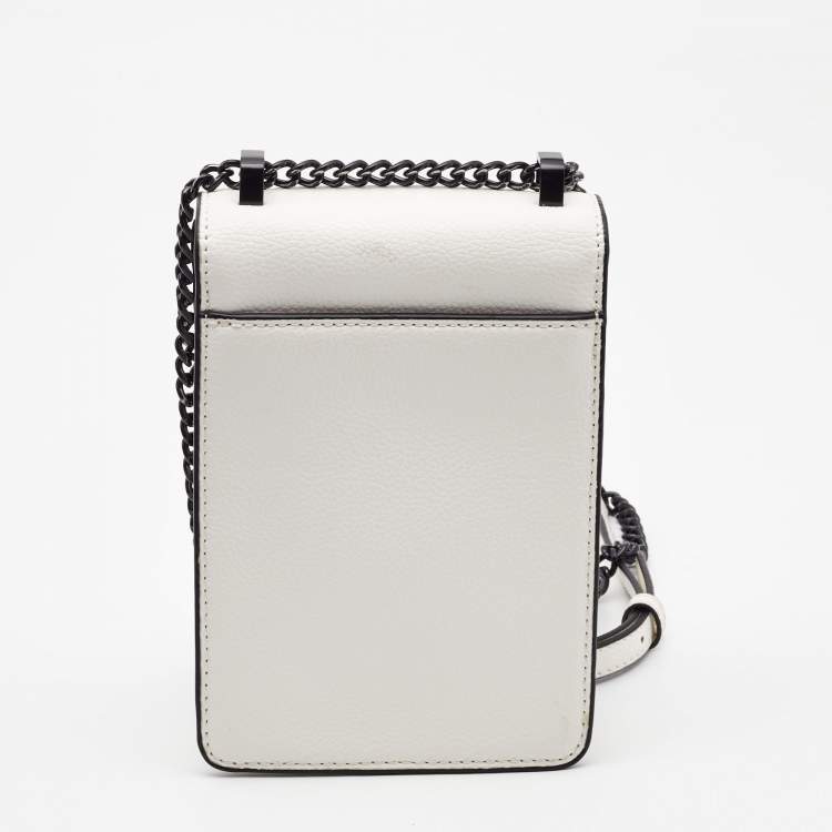 Pre Owned DKNY White Leather Elisa Phone Crossbody Bag