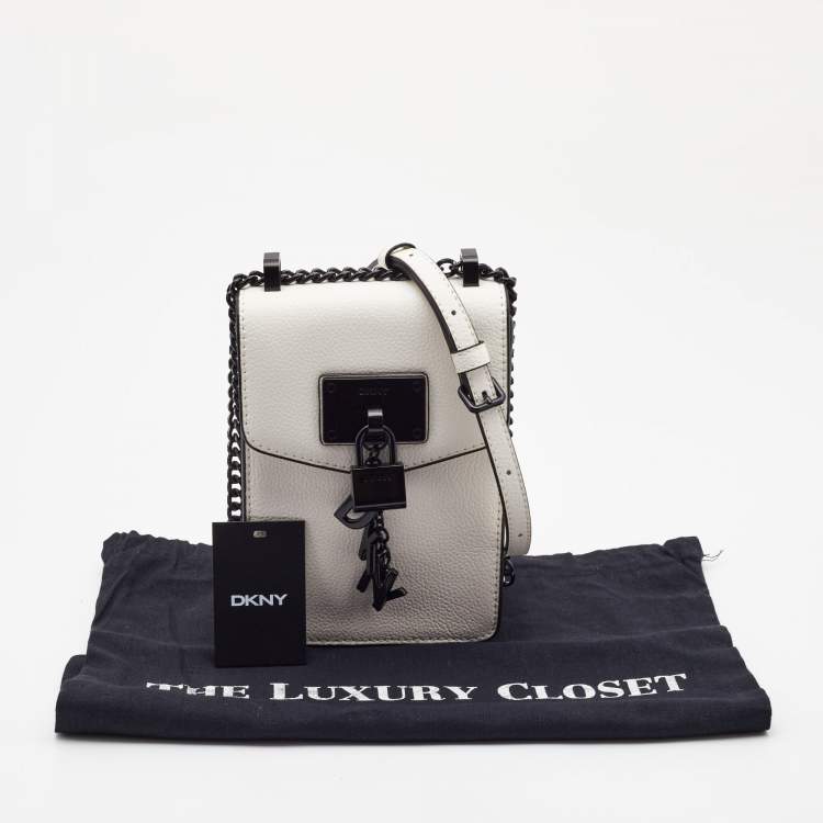 Pre Owned DKNY White Leather Elisa Phone Crossbody Bag