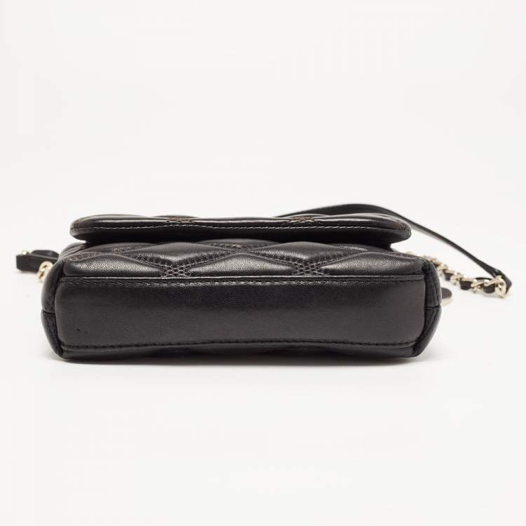 Pre Owned DKNY Black Diamond Quilted Leather Lara Crossbody Bag