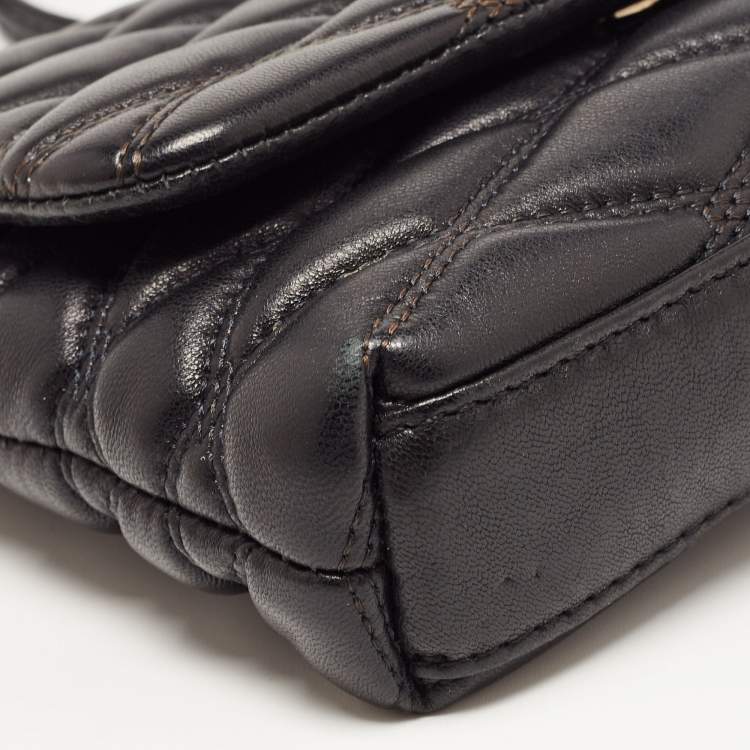 Pre Owned DKNY Black Diamond Quilted Leather Lara Crossbody Bag