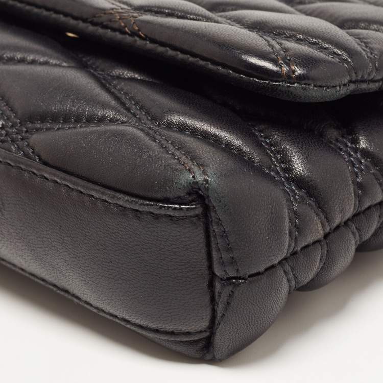 Pre Owned DKNY Black Diamond Quilted Leather Lara Crossbody Bag