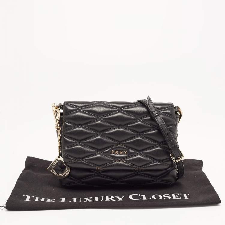 Pre Owned DKNY Black Diamond Quilted Leather Lara Crossbody Bag