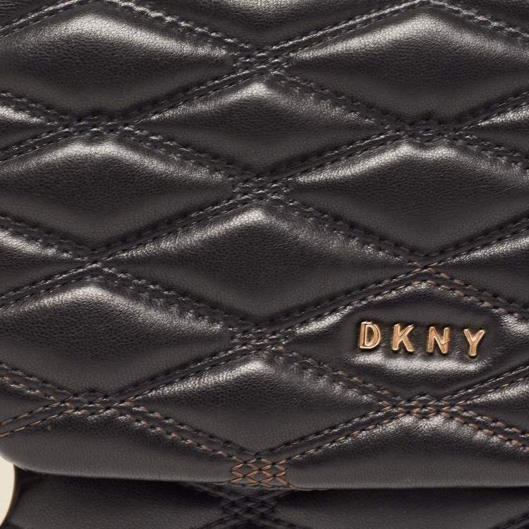 Pre Owned DKNY Black Diamond Quilted Leather Lara Crossbody Bag