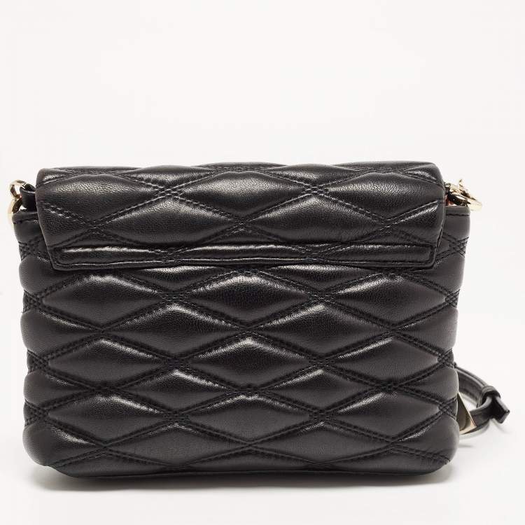 Pre Owned DKNY Black Diamond Quilted Leather Lara Crossbody Bag