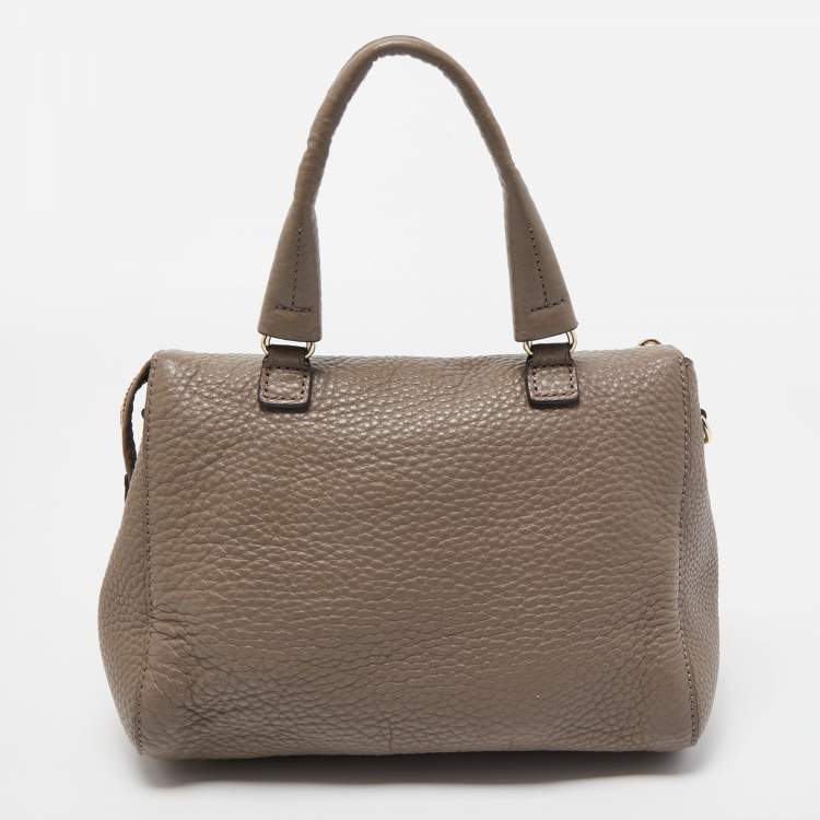 Pre Owned DKNY Grey Leather Front Zip Top Handle Bag