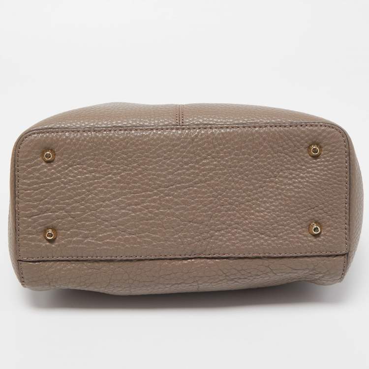 Pre Owned DKNY Grey Leather Front Zip Top Handle Bag