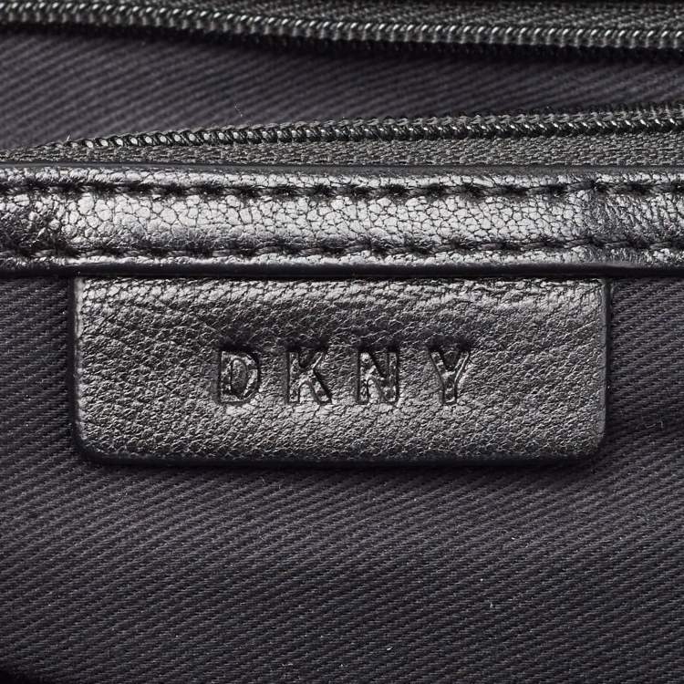 Pre Owned  DKNY Black Pinstripe Quilted Leather Gansevoort Flap Top Handle Bag