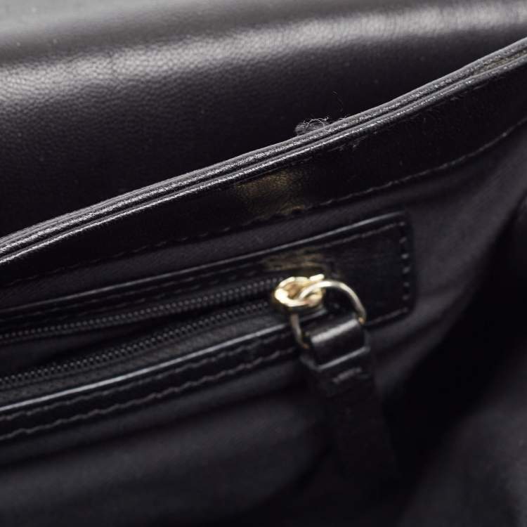 Pre Owned  DKNY Black Pinstripe Quilted Leather Gansevoort Flap Top Handle Bag