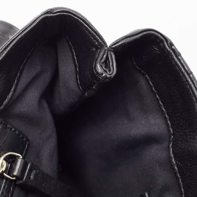 Pre Owned  DKNY Black Pinstripe Quilted Leather Gansevoort Flap Top Handle Bag