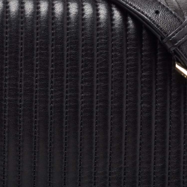 Pre Owned  DKNY Black Pinstripe Quilted Leather Gansevoort Flap Top Handle Bag
