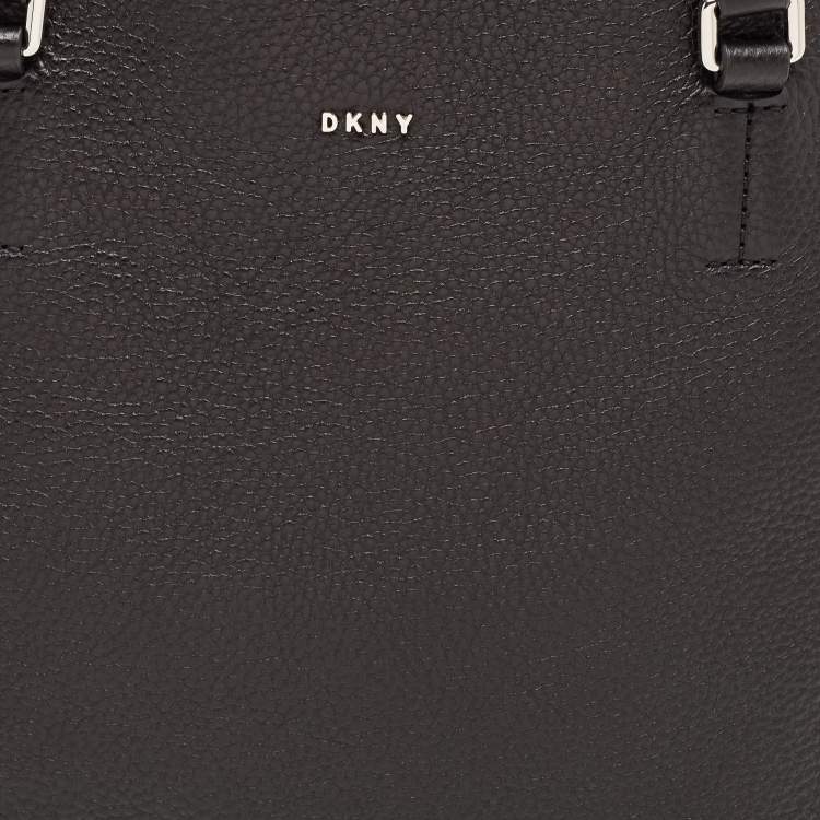 Pre Owned DKNY Black Leather Bryant Park Double Zip Shopper Tote