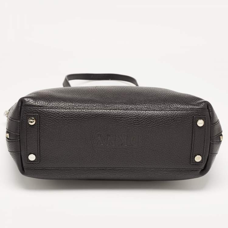 Pre Owned DKNY Black Leather Bryant Park Double Zip Shopper Tote