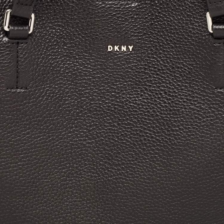 Pre Owned DKNY Black Leather Bryant Park Double Zip Shopper Tote