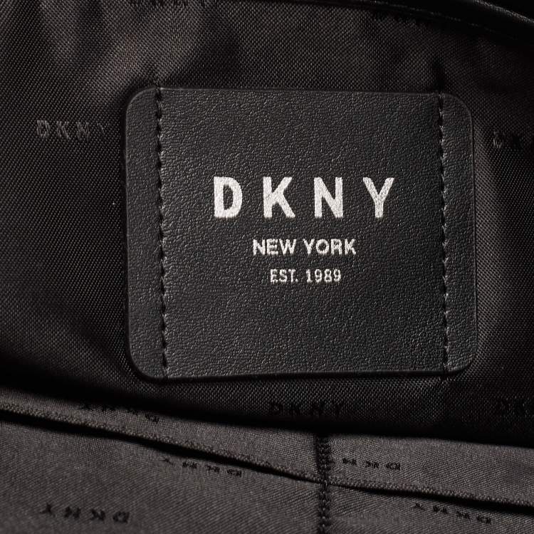 Pre Owned DKNY Black Leather Bryant Park Double Zip Shopper Tote