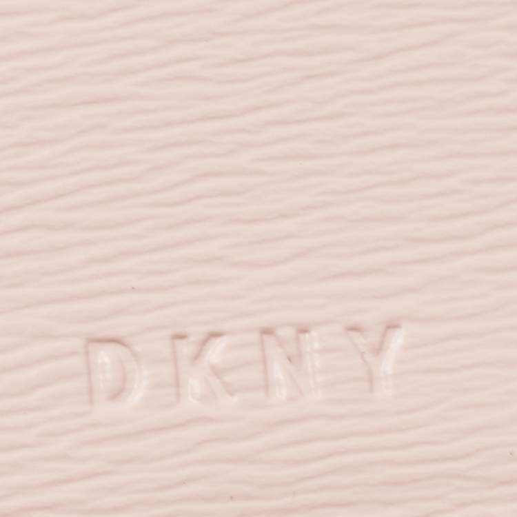 Pre Owned DKNY Beige Signature Coated Canvas Compact Wallet