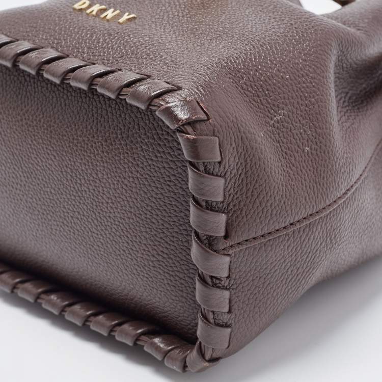Pre Owned DKNY Dark Brown Leather Small York Winnie Bucket Bag