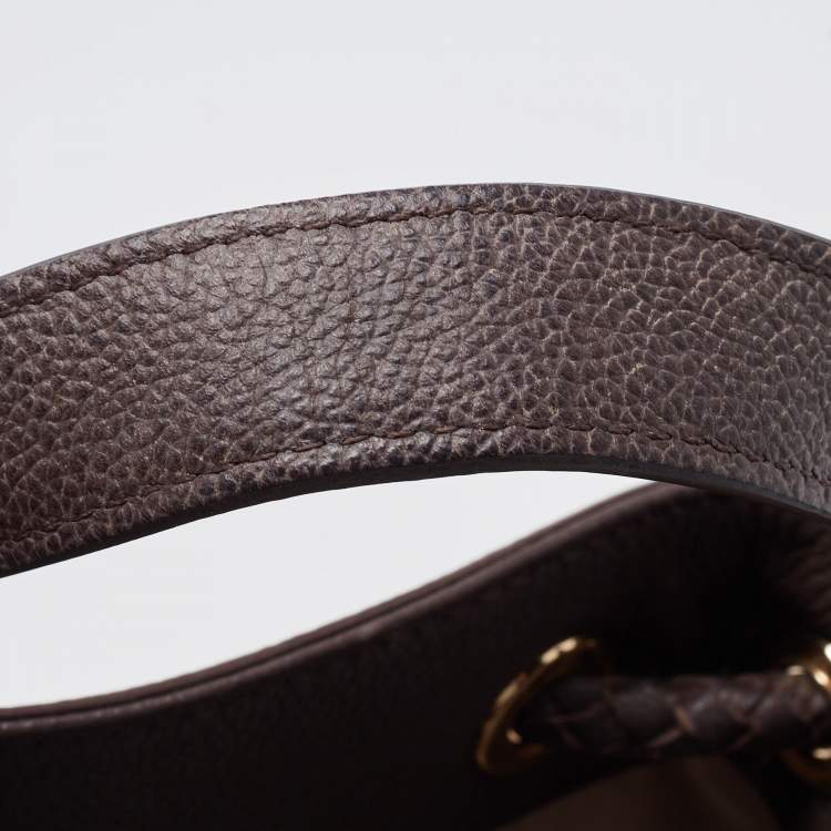 Pre Owned DKNY Dark Brown Leather Small York Winnie Bucket Bag