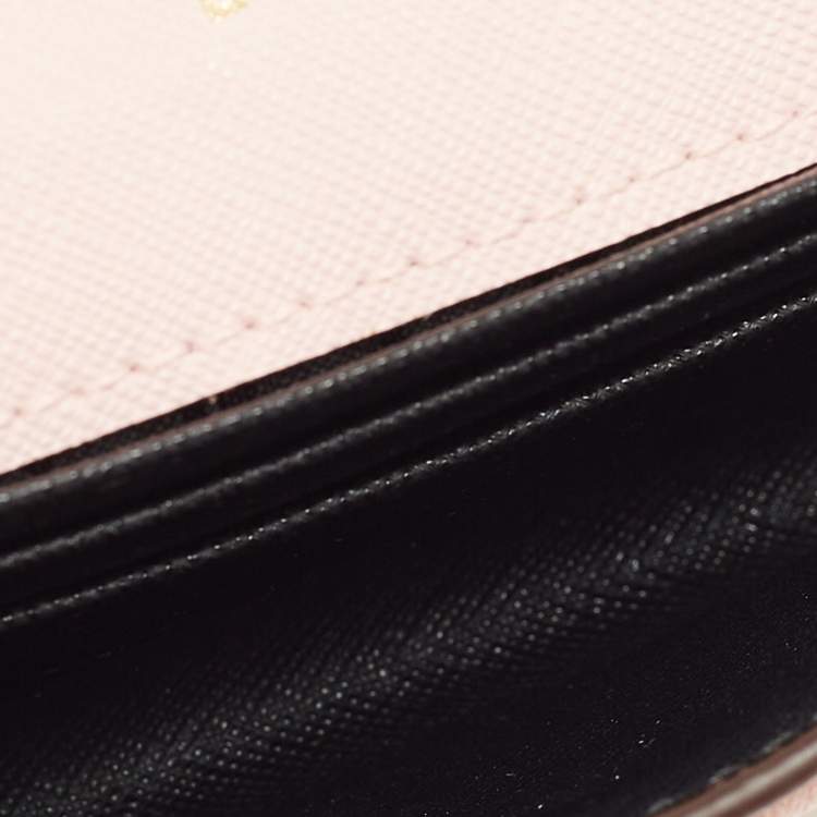 Pre Owned DKNY Pink Saffiano Leather Flap Compact Wallet