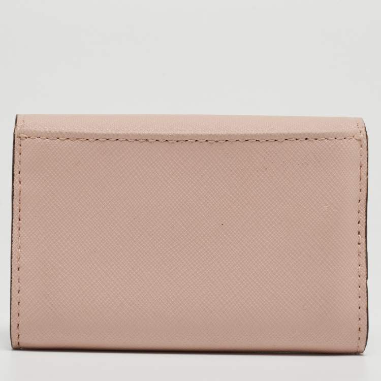 Pre Owned DKNY Pink Saffiano Leather Flap Compact Wallet