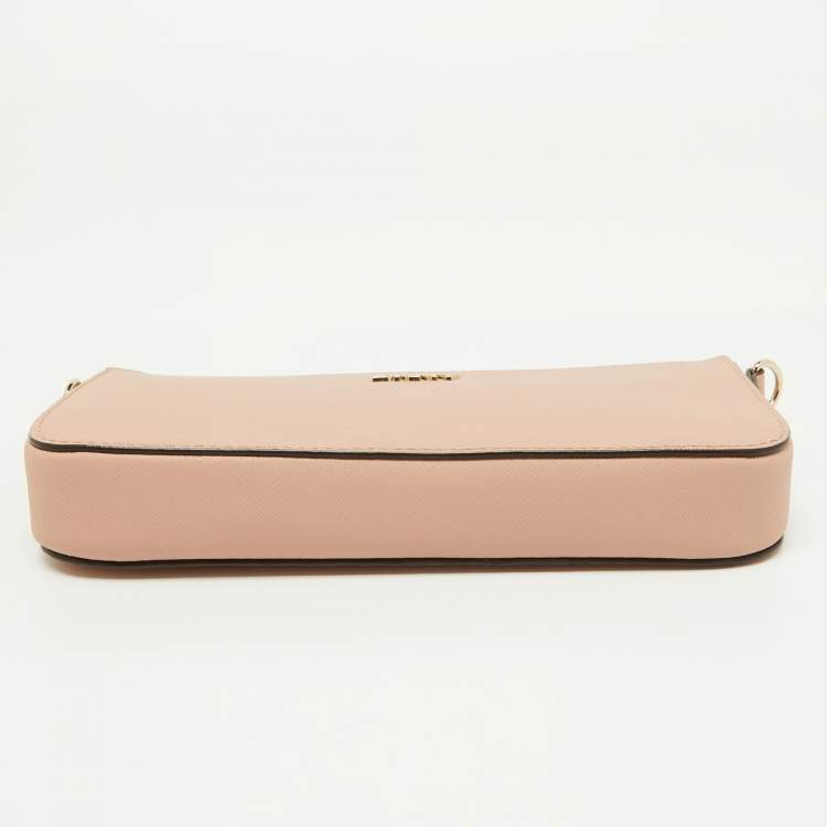 Pre Owned Dkny Pink Leather Zip Crossbody Bag