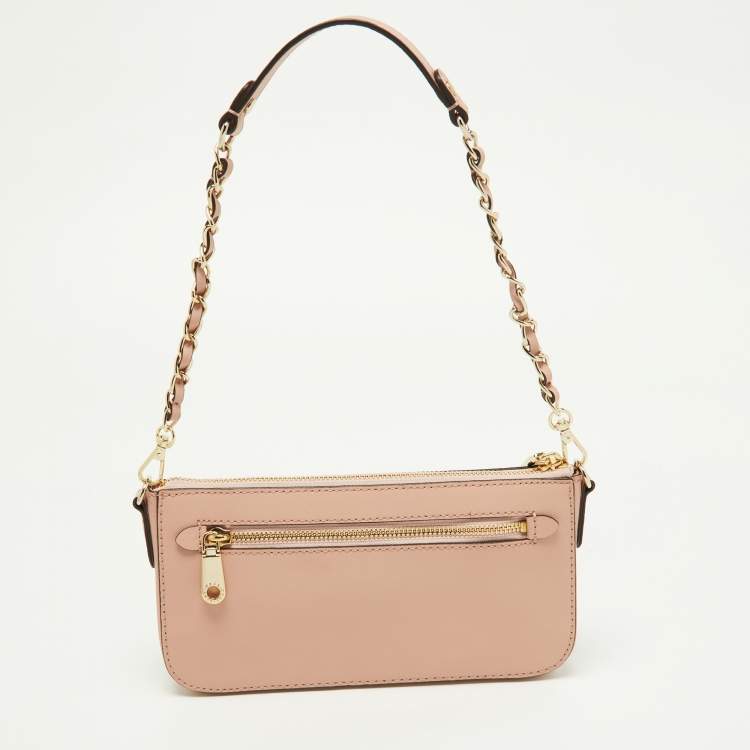Pre Owned Dkny Pink Leather Zip Crossbody Bag
