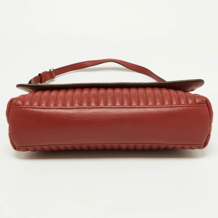 Pre Owned DKNY Brown Brique Quilted Leather Gansevoort Flap Shoulder Bag