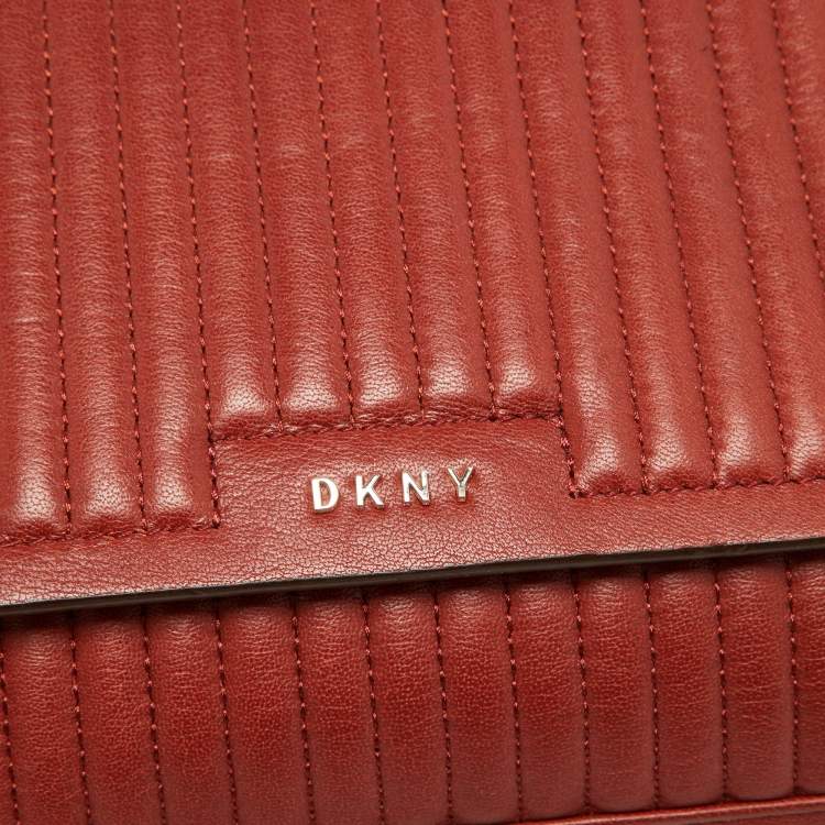 Pre Owned DKNY Brown Brique Quilted Leather Gansevoort Flap Shoulder Bag