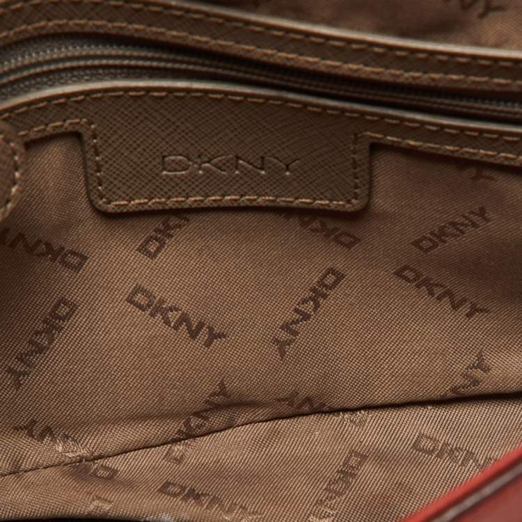 Pre Owned DKNY Brick Red Saffiano Leather Bryant Flap Shoulder Bag