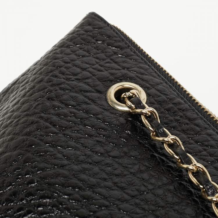 Pre Owned DKNY Black Leather Charm Chain Tote