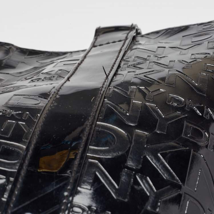 مملوكة مسبقًا DKNY Black PVC Logo Embossed Shopper Tote