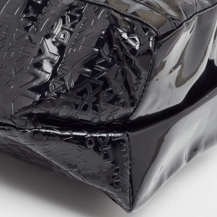 مملوكة مسبقًا DKNY Black PVC Logo Embossed Shopper Tote