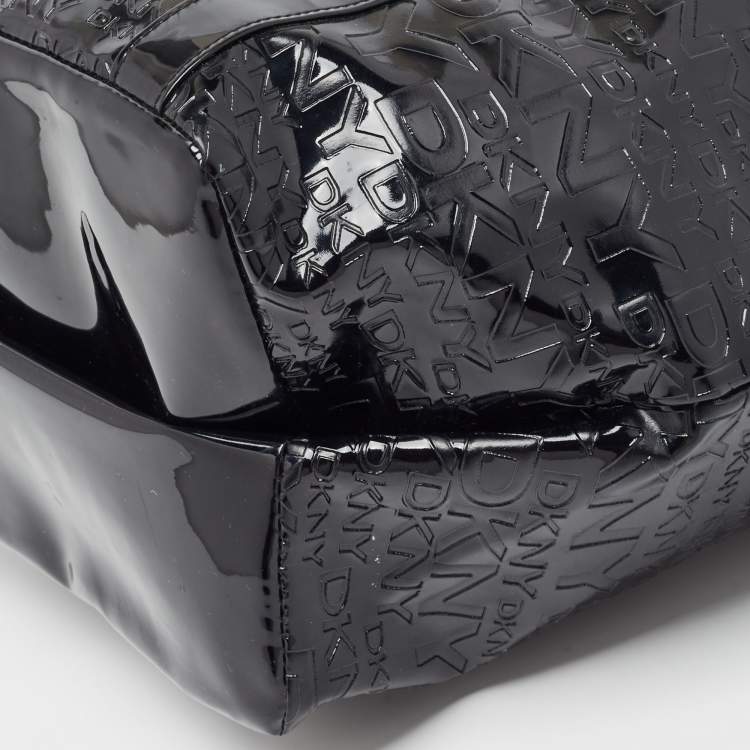 مملوكة مسبقًا DKNY Black PVC Logo Embossed Shopper Tote