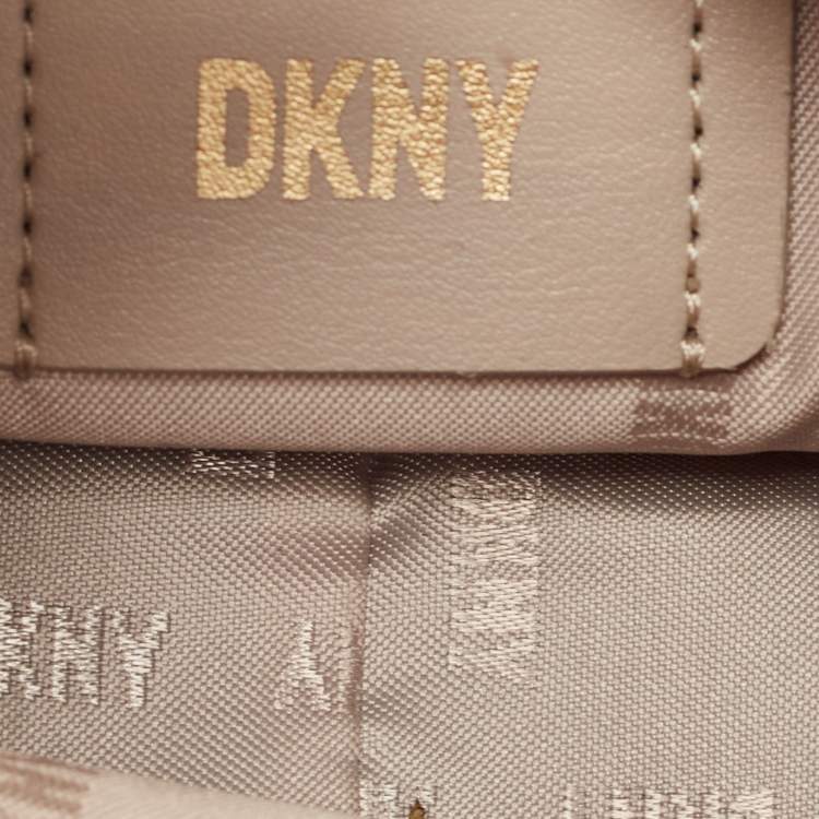 Pre Owned DKNY Brown/Beige Signature Canvas and Leather Reese Demi Crossbody Bag