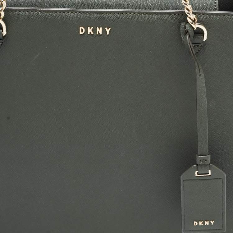 Pre Owned Dkny Green Saffiano Leather Chain Handle Tote