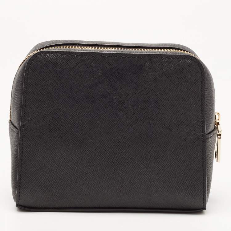 Pre Owned DKNY Black Saffiano Leather Cosmetic Pouch