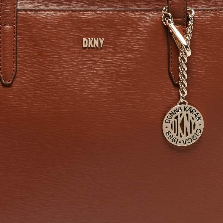 Pre Owned DKNY Brown Textured Leather Bryant Tote