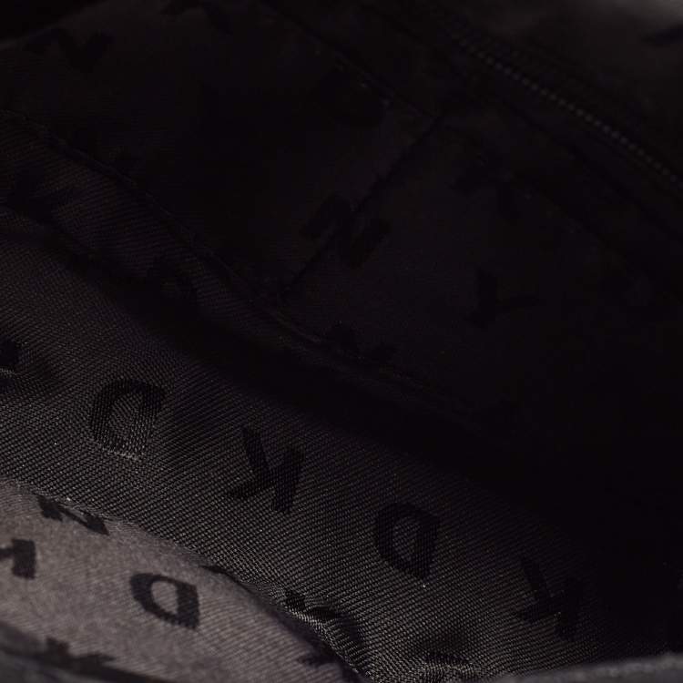 Pre Owned DKNY Black Leather Pushlock Flap Chain Crossbody Bag