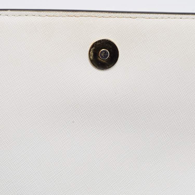 Pre Owned DKNY White Leather Bryant Park Flap Crossbody Bag