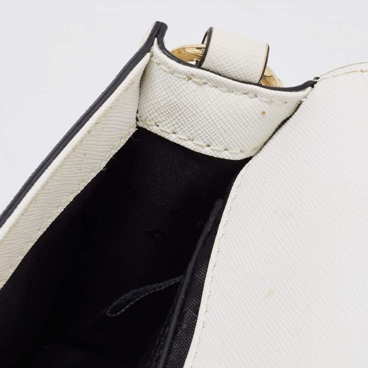 Pre Owned DKNY White Leather Bryant Park Flap Crossbody Bag
