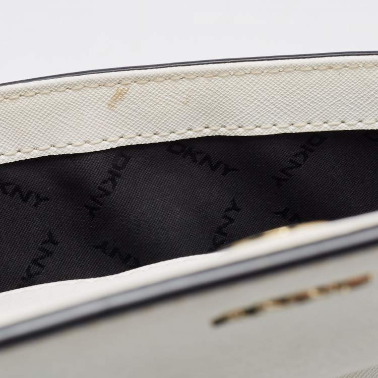Pre Owned DKNY White Leather Bryant Park Flap Crossbody Bag