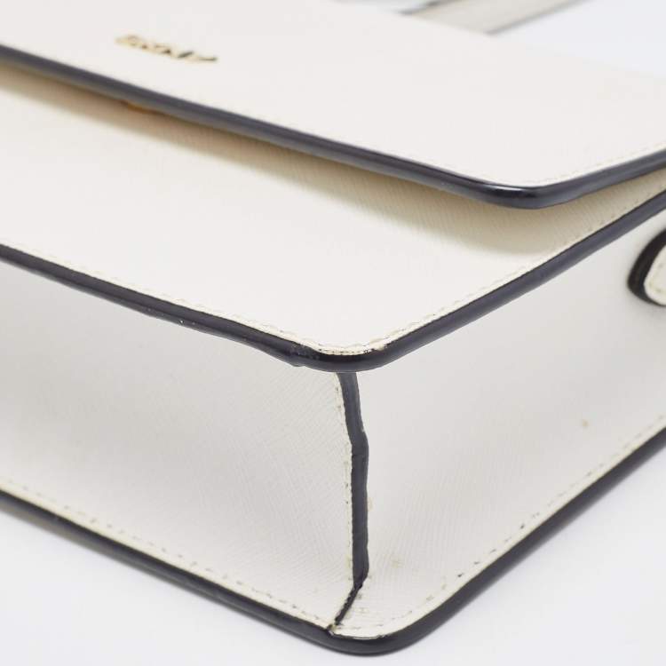 Pre Owned DKNY White Leather Bryant Park Flap Crossbody Bag