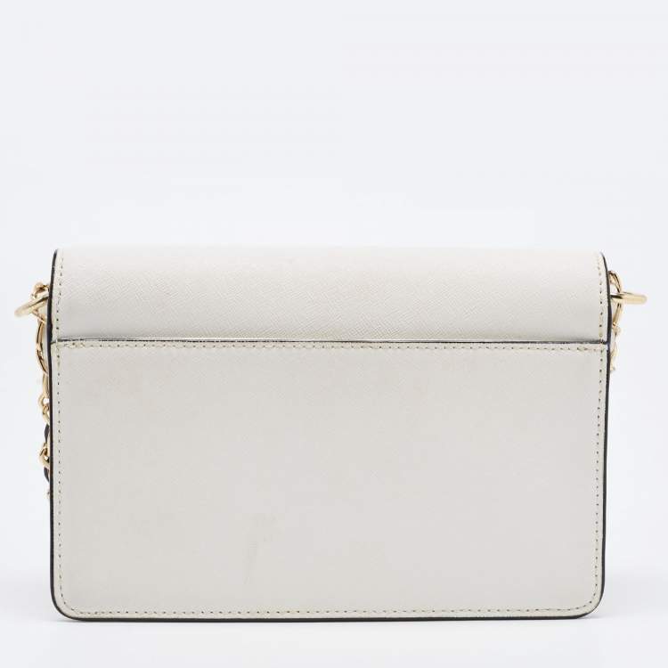 Pre Owned DKNY White Leather Bryant Park Flap Crossbody Bag