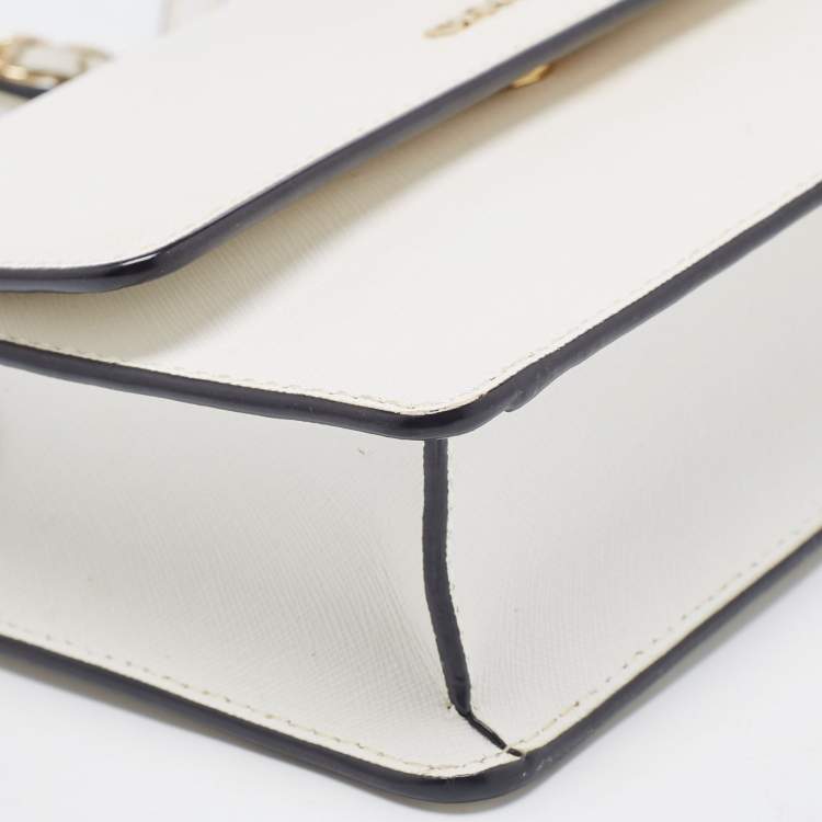 Pre Owned DKNY White Leather Bryant Park Flap Crossbody Bag