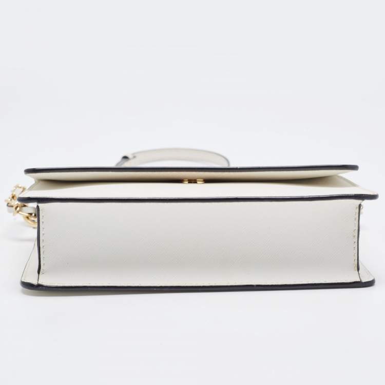 Pre Owned DKNY White Leather Bryant Park Flap Crossbody Bag