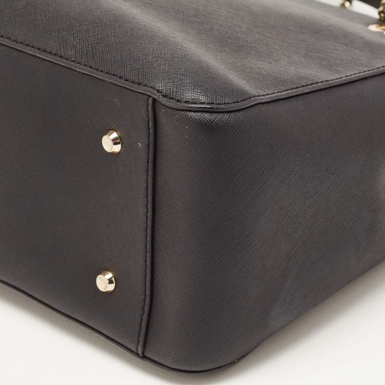 Pre Owned DKNY Black Saffiano Leather Bryant Park Chain Tote