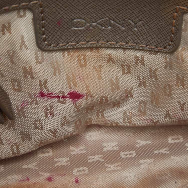 Pre Owned DKNY Beige/Pink Leather Bryant Park Flap Crossbody Bag